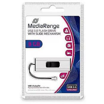 Mediarange USB флеш-накопитель MR914, 8 ГБ, USB 3.2 Gen 1, скорость чтения ~34 МБ/с, скорость записи ~9 МБ/с, черный/серебристый (MR914)