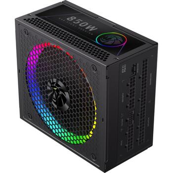 Gamemax barošanas bloks RGB PRO 850G, 850 W, Zelta, Pilnībā modulārs, 140 mm ventilators, 80 PLUS Gold (RGB PRO 850G)