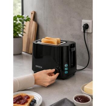 Brock BT 1005 BK tosteris, 800W, 2 maizītes, 6 līmeņi, atkausēšana, uzsildīšana, drupaču paplāte (BT 1005 BK)