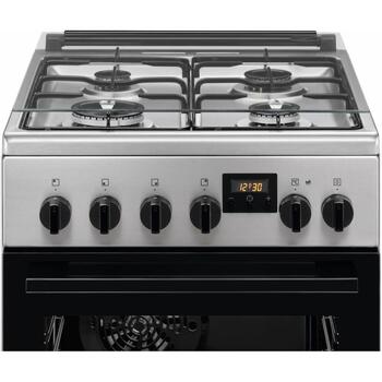 Electrolux LKK540232X газовая плита с электрической духовкой, 57л, 50см, черная эмаль, таймер, отдельностоящая (LKK540232X)