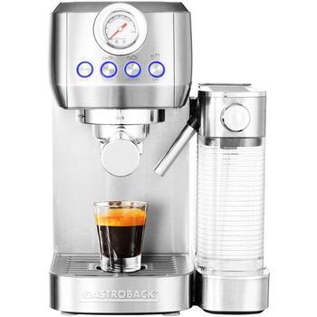 Gastroback 42722 Design Espresso Piccolo Pro M, 1350W, 20 бар, 1.3л, автоматический вспениватель молока, манометр (42722)
