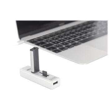 Digitus USB centrmezgls DA-70243, 3x USB 2.0, SD, MicroSD, USB-C, galda, balts (DA-70243)