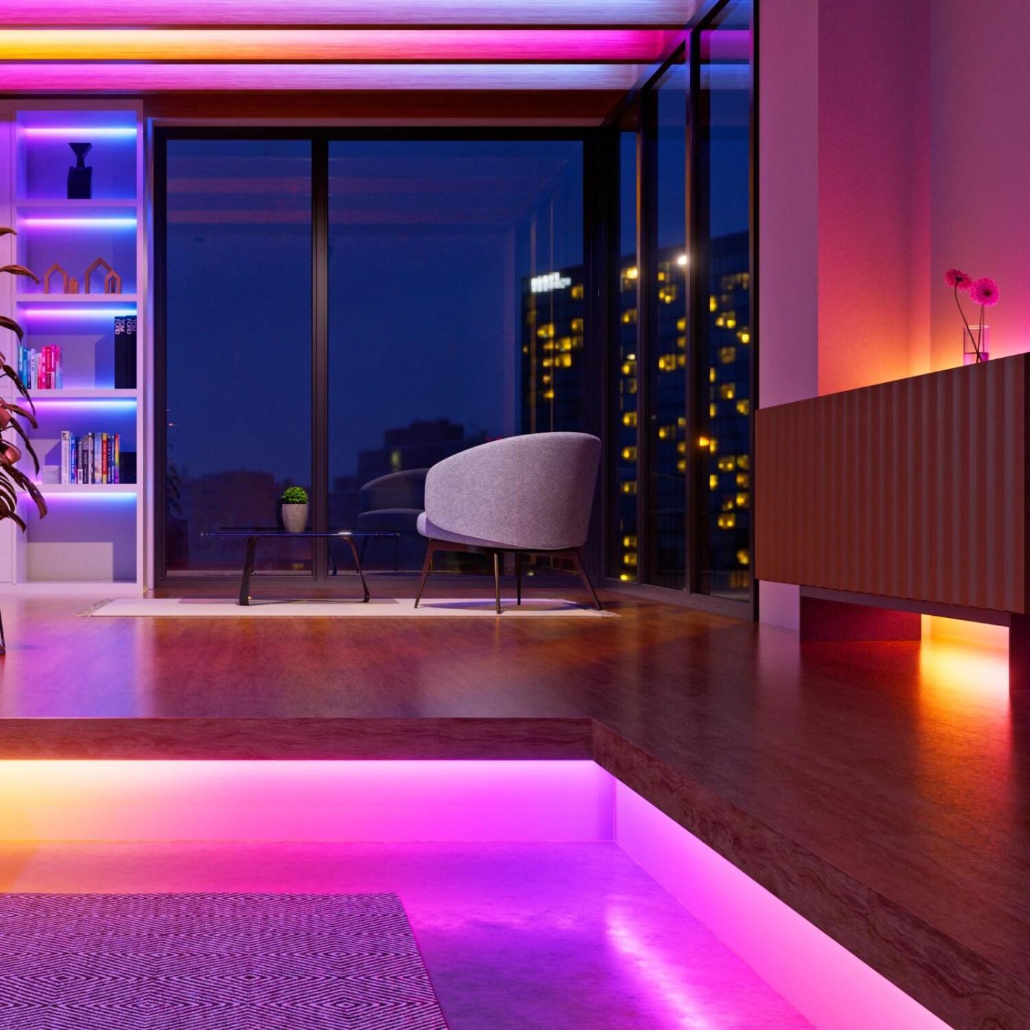 Nanoleaf Светодиодная лента NF085K02-5ALS, 5м, 300 LED, 550lm, RGBIC, Dimmable, SmartThings, Wi-Fi, Bluetooth, Matter (NF085K02-5ALS)