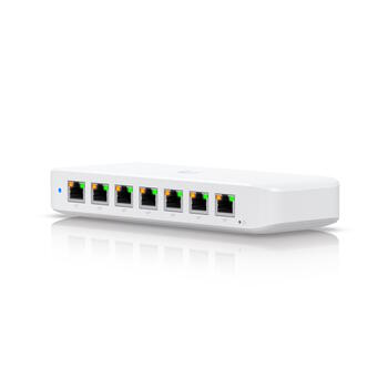 Коммутатор Layer 2 8 портов GbE PoE с 7 × PoE+ выходами и 1 × PoE++ входом RJ45 10 100 1000 Мбит с USW Ultra Белый Ubiquiti (USW-ULTRA)