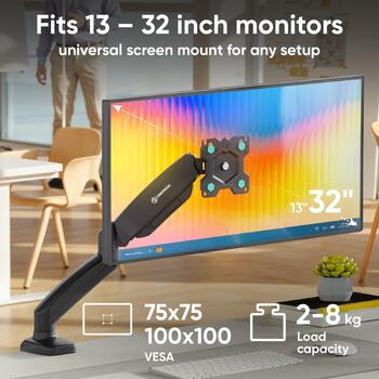 Onkron monitors dispeja piederums G80-B, maksimālā svars 8 kg, minimālais ekrāna izmērs 33 cm, maksimālais ekrāna izmērs 81.3 cm (G80-B)