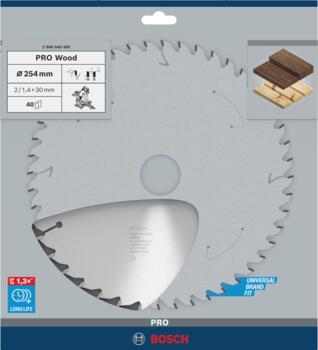 Stacionārā ripzāģa disks 254x30x40 mm, kokam, Paneļzāģiem PRO WOOD RIPZĀĢA ASMENS, 2608640435, BOSCH (2608640435)