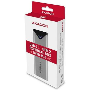 Axagon SSD корпус EEM2-UG2 10Gbps, M.2, Серебристый, USB-C кабель 20 см, 3 термопрокладки (EEM2-UG2)