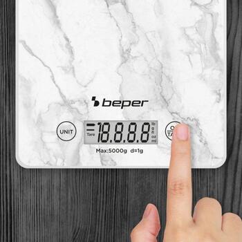 Beper Кухонные весы P102BIL004, 1г, 5кг, ЖК-дисплей, сенсорные кнопки, функция тарирования, автоматическое отключение (P102BIL004)
