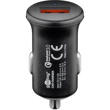 Goobay Automašīnas Lādētājs 45162, 18W, 1x USB 2.0, QC3.0, 12-24V, aizsardzība pret pārslodzi, melns (45162)