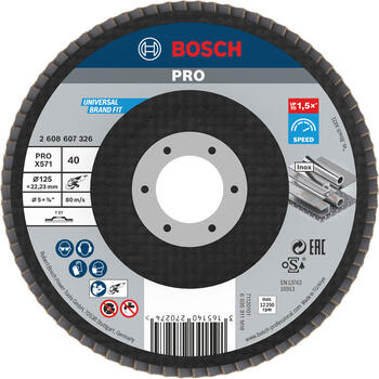 Slīpp.slīpšķ.metālam top D=125 mm, K 40, 1 gab., Mazām leņķa slīpmašīnām PRO X571 VĒDEKĻVEIDA DISKS, 2608607326, BOSCH (2608607326)