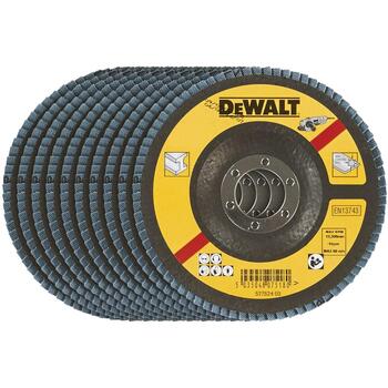 Dewalt Лепестковый диск DT3256-QZ 115 мм 60G, 10 шт., Оксид циркония, T29, Шлифовка (DT3256-QZ)