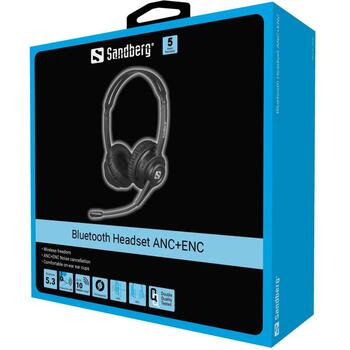 Sandberg Bezvadu austiņas 126-44, 230g, 20h, 108.5dB, Bluetooth 5.3, ANC+ENC, aktīvā trokšņu slāpēšana (126-44)