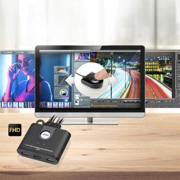 Aten 2-Port USB FHD HDMI KVM переключатель CS22HF-AT, 2 x KVM / USB, DC 5 V, USB питание, пластиковый корпус (CS22HF-AT)