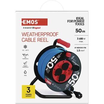 Emos Кабельная катушка с мобильным центром P08650W, 50 м, 4, 230 В, 16 А, IP44, PVC, 1,5 мм², 7 800 г (P08650W)