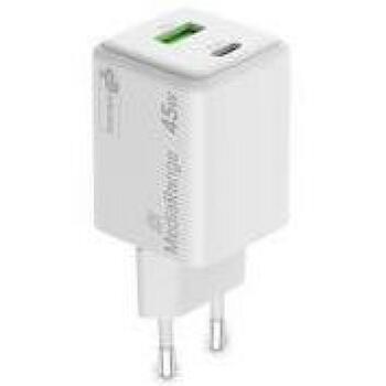 Mediarange Зарядное устройство MRMA113-2 45W, 1x USB-C, 1x USB-A, 100-240V, 20V, Быстрая зарядка, Корпус класса V0 (MRMA113-2)