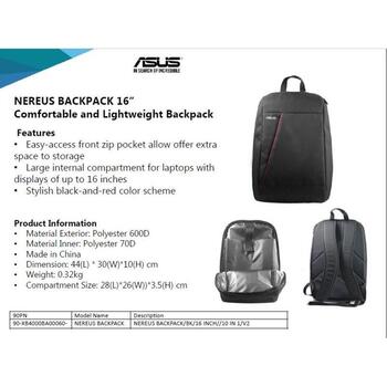 Asus NEREUS рюкзак 90-XB4000BA00060-, 40,6 см (16