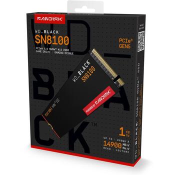 Sandisk SSD WD_BLACK SN8100 WDS100T1X0M, 1000GB, M.2, PCIe 5.0 x4, NVMe, 14900MB/s чтение, 11000MB/s запись, TLC 3D NAND, 2400TBW (WDS100T1X0M)