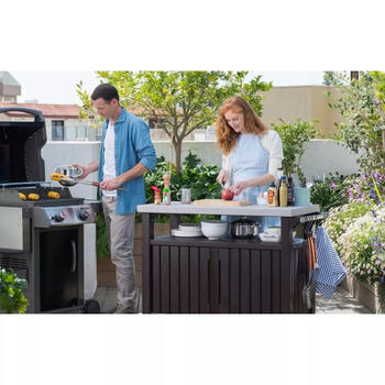 Keter Unity XL 29202662939, grila galds, 270L, 134x52x90cm, pelēks, ar ritentiņiem (29202662939)