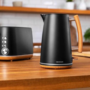 Электрический чайник 1.7 л 3000 W нержавеющая сталь BPA-free поворотное основание 360° ThermoSense 400 Black Woody Чёрный с эффектом дерева 1479 Cecotec (1479)