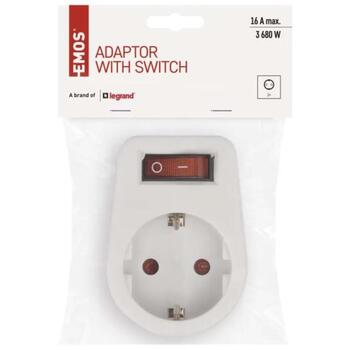 Emos Розетка с выключателем P00262, 1x2P+PE, 3680W, IP20, защита от детей (P00262)