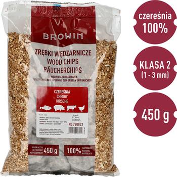 Browin вишневая щепа для копчения и гриля 780833, 450г, 2 класс, влажность <11% (780833)