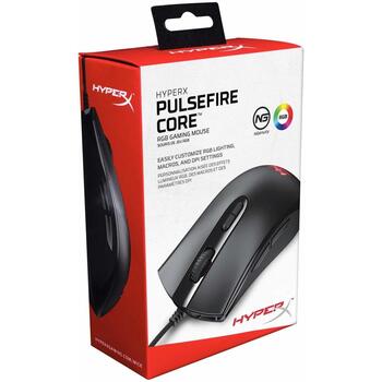 HyperX Pulsefire Core HX-MC004B 4P4F8AA, optiskā spēļu pele, 6200 DPI, 7 pogas, USB, melna, RGB apgaismojums, 1000 Hz, 220 ips (4P4F8AA)