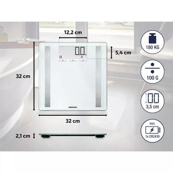 Soehnle Shape Sense Control 200 1063858, весы для анализа тела, 180кг, 100г, 32x32см, ЖК-дисплей, 8 пользователей (1063858)