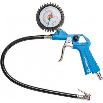Hogert HT4R757 pneimatiskā riepu piepūšanas pistole, 0-12bar/174psi, 450mm šļūtene, 1/4