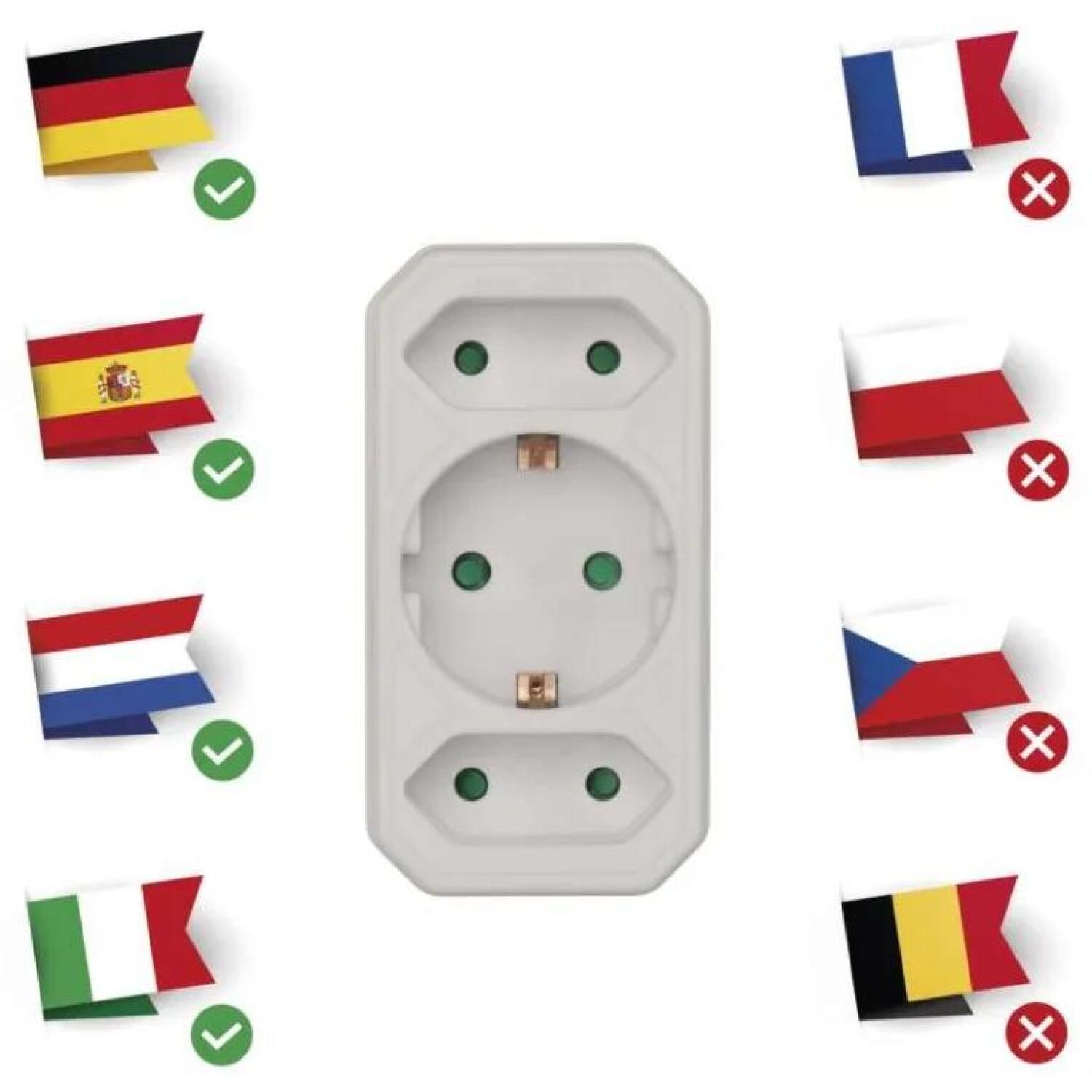 Emos Множественные розетки P00272, 1x2P+PE+2x2P, 3 680 W, IP20, защита от детей (P00272)