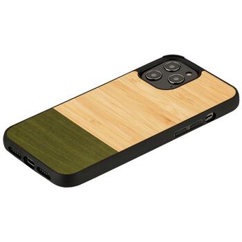 Man&Wood Кейс M8634B, 6.1 дюйма, дерево, поликарбонат, зеленый, совместим с Apple iPhone 12/12 Pro (M8634B)