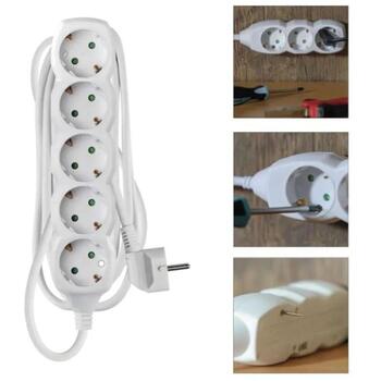 Emos Удлинитель P0523R, 3м, 5×2P+PE ГЕРМАНСКИЙ, ПВХ, 3680Вт, защита от детей (P0523R)