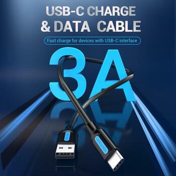 Vention KABELIS USB-C UZ USB2.0 1M MELNS COKBF, 1m, USB A, USB C, 0.48Gbit/s, 3A, magnētiski aizsargāts (COKBF)