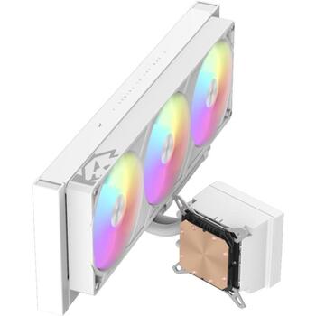 Gamemax procesora šķidruma dzesētājs GLACIER 360 LCD WH, 85.82 cfm, TDP līdz 330W, ARGB ventilators, 800-2000 rpm (GLACIER 360 LCD WH)
