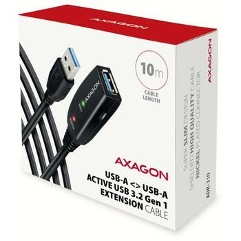 Axagon USB кабель ADR-310, 10м, активный, USB 3.2 A-M к A-F, возможность питания (ADR-310)