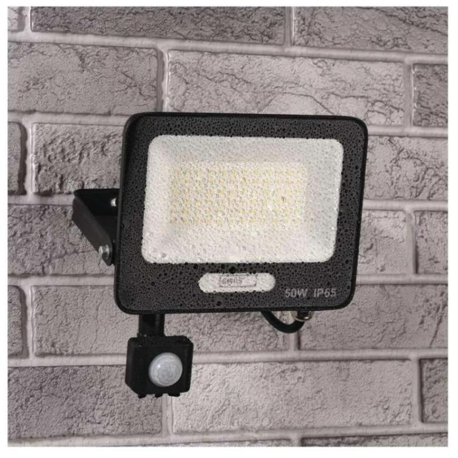 Emos LED прожектор GLARO ZS2344B, 50 W, 5000 lm, IP54, нейтральный белый, PIR датчик, алюминий, стекло (ZS2344B)