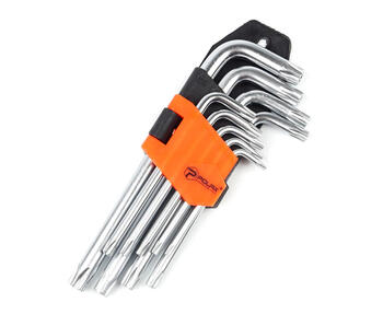 Zvaigznīšu atslēgu komplekts TORX 9gab, Т10-Т50, CrV, īsās 25-007 POLAX (25-007)