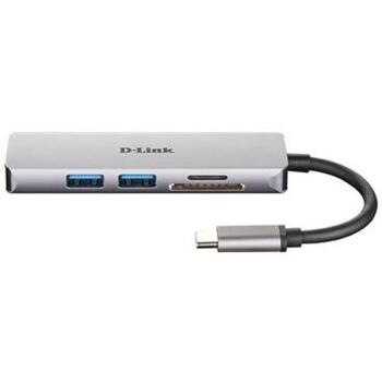 D-Link док-станция DUB-M530, USB-C, 2x USB 3.0, HDMI 1.4, 4K Ultra HD, 5 Гбит/с, SD/microSD картридер, алюминий (DUB-M530)