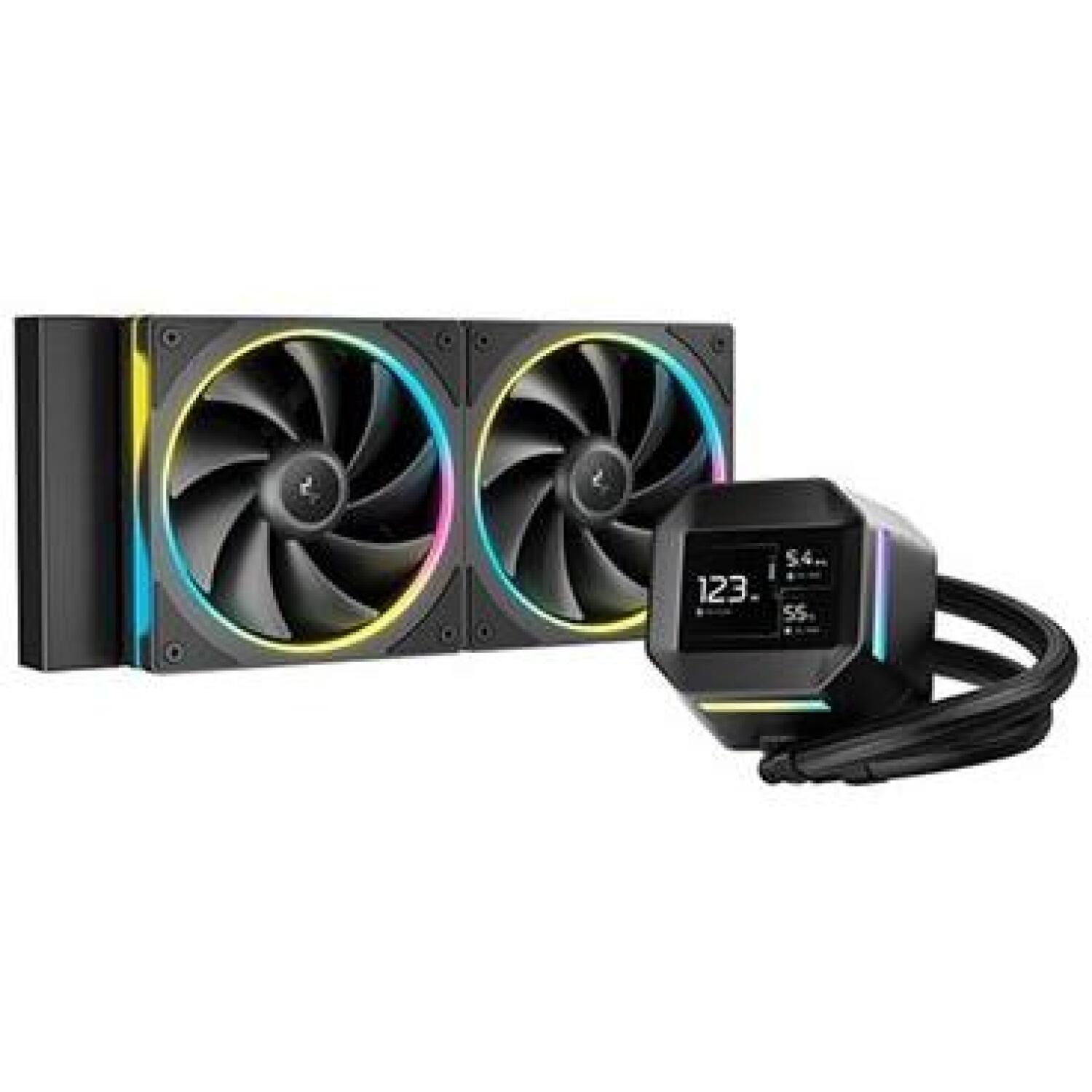 Deepcool жидкостный кулер для процессоров LM240 R-LM240-BKDMMC-1, 66.23 cfm, 2 вентилятора, 400-2400 rpm, 36.07 dBA (R-LM240-BKDMMC-1)