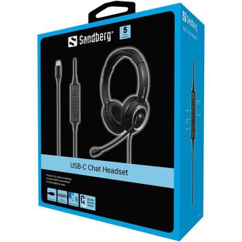 Sandberg Austiņas 126-47, 180g, 1.8m, 32Ω, 103dB, USB Type C, 40mm, Stereo, iebūvēts mikrofons, skaņas regulators (126-47)