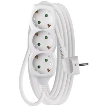 Emos Удлинитель P0325R, 5 м, белый, 3× 2P + PE ГЕРМАНИЯ, ПВХ, 3 680 Вт, защита от детей (P0325R)