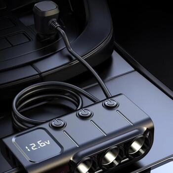 Manta Auto lādētājs MCC201T, 12-24V, 1306W, 3x USB-A, 2x USB-C, PD 36W, QC 3.0, LED displejs (MCC201T)