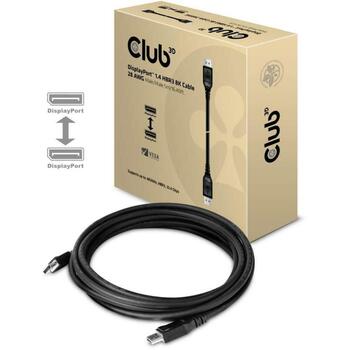 Club3D кабель DisplayPort CAC-1061 5м, 32.4Gbps, 1.4, 28AWG, черный, золотые контакты, защелкивающиеся разъемы (CAC-1061)