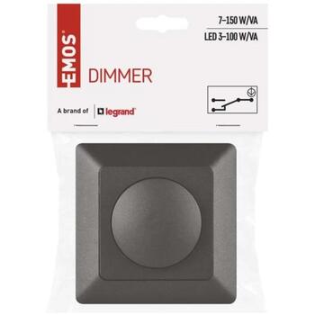 Emos диммер № 6 A6003.1, 3-60W LED, 7-110W галоген, защита от перегрузки и короткого замыкания, легкая установка (A6003.1)