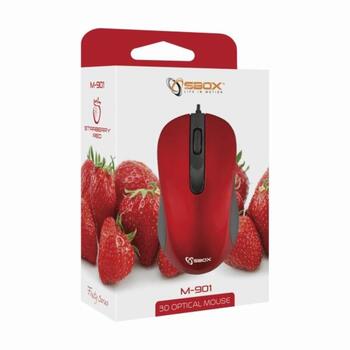Sbox оптическая мышь M-901R, 1000 DPI, USB 2.0, 3 кнопки, 1,5 м, ABS пластик, красная (M-901R)