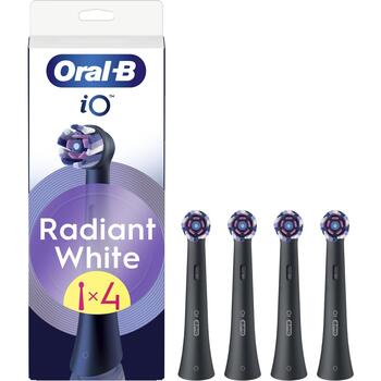 Oral-B elektriskās zobu birstes galviņa iO Whitening Black 4, 4 gab, melna, pieaugušajiem, vidēja cietība, balinoša, pulējoša (iO refill Whitening Black 4)