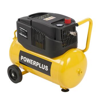 Powerplus Kompresors POWX17250, 1200W, 8bar, 180l/min, 24L, 1.5m strāvas kabelis, Bez eļļas, drošības vārsts (POWX17250)