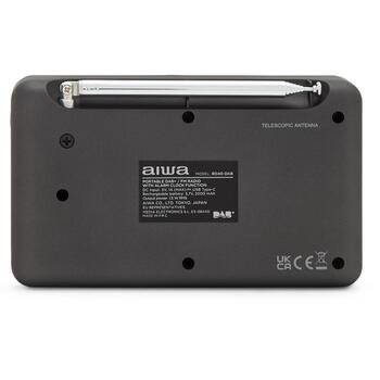 Aiwa RD-40DAB/BK портативное радио, DAB+, FM, 50+50 станций, 2 Вт RMS, Li-ion 3,7 В 2000 мАч, 16 ч работы, 3 ч зарядки, будильник (RD-40DAB/BK)