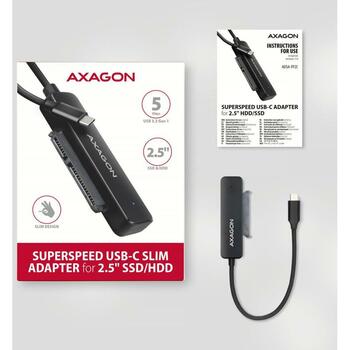 Axagon SSD адаптер ADSA-FP2C, 5Gbps, 20см, UASP, TRIM, S.M.A.R.T., BOOT, Auto Spindown, USB Bus Power (ADSA-FP2C)