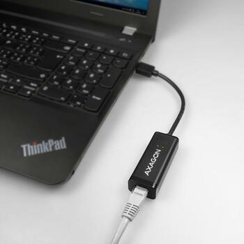 Axagon Adapteris ADE-SR 1GB, USB 3.0, Ethernet RJ-45, 10/100/1000 Mbit/s, Plug and Play, strāvas adapteris, melns (ADE-SR)