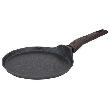 Resto Сковорода для блинов 93025, 24 см, 440 мм, 700 г, матовая коричневая, PFLUON, деревянная ручка, индукционная, 1 шт. (93025)